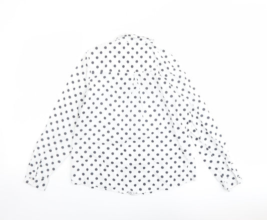 Womens UK Size 12 Classic White Basic Button-Up