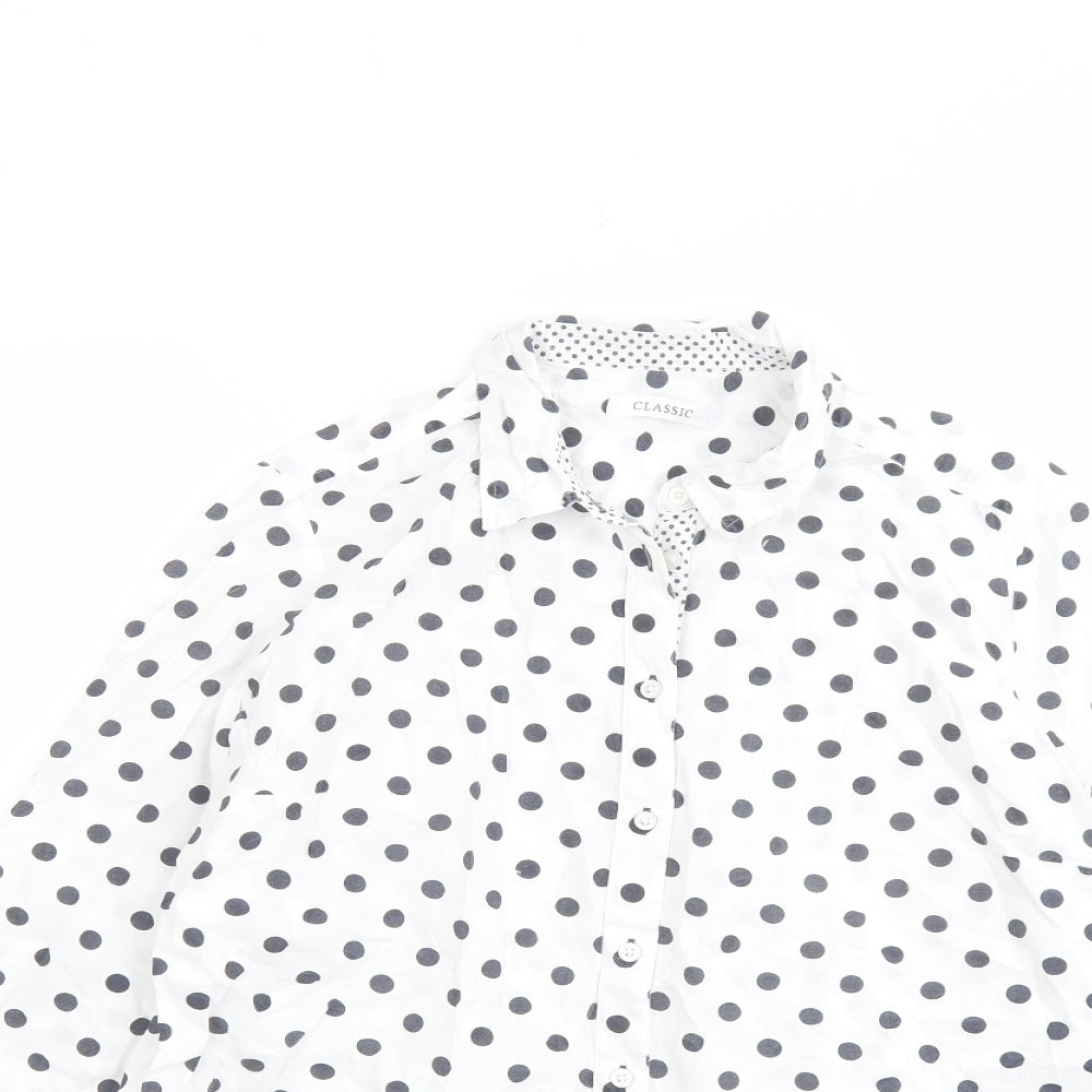 Womens UK Size 12 Classic White Basic Button-Up