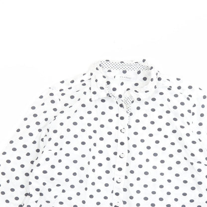 Womens UK Size 12 Classic White Basic Button-Up