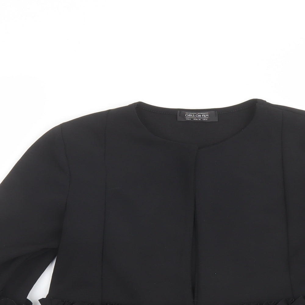 Girls On Film Womens Black Jacket Size 8 - Open