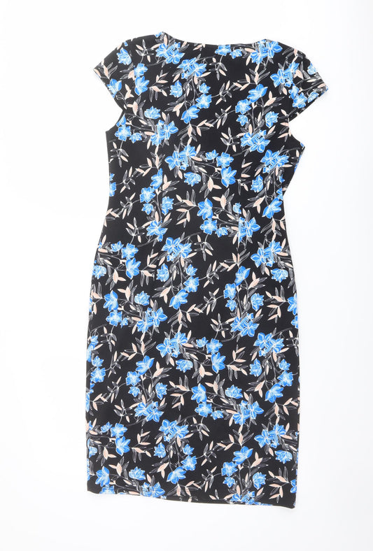 Dorothy Perkins Womens Multicoloured Floral Polyester Pencil Dress Size 12 V-Neck Pullover