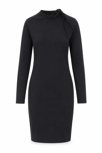 Boohoo Womens Black Polyester Bodycon Size 10 Round Neck Tie