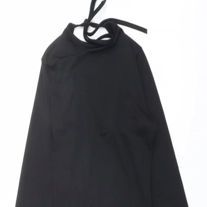 Boohoo Womens Black Polyester Bodycon Size 10 Round Neck Tie