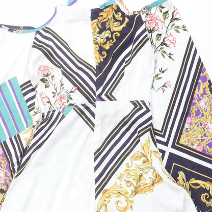 Missguided Womens Multicoloured Geometric Polyester Playsuit One-Piece Size 4 Zip