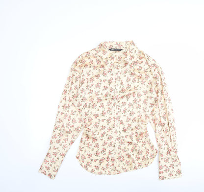 Womens UK Size XS Zara Pink Basic Button-Up