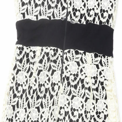 Kaleidoscope Womens Ivory Polyester Bodycon Size 12 Round Neck Zip - Lace