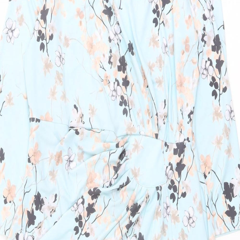 Damart Womens Blue Floral Polyester Pencil Dress Size 14 Boat Neck Pullover