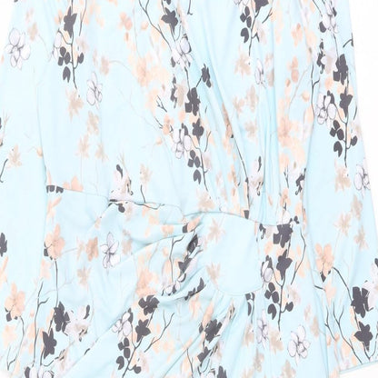 Damart Womens Blue Floral Polyester Pencil Dress Size 14 Boat Neck Pullover