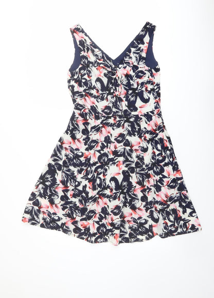Sugarhill Womens Multicoloured Floral Polyester Trapeze & Swing Size 12 V-Neck Pullover