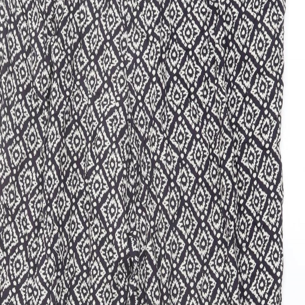 Monsoon Womens Black Geometric Viscose Harem Trousers Size 32 in L27 in Regular