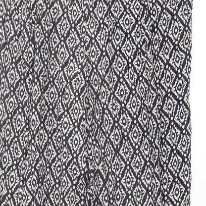 Monsoon Womens Black Geometric Viscose Harem Trousers Size 32 in L27 in Regular