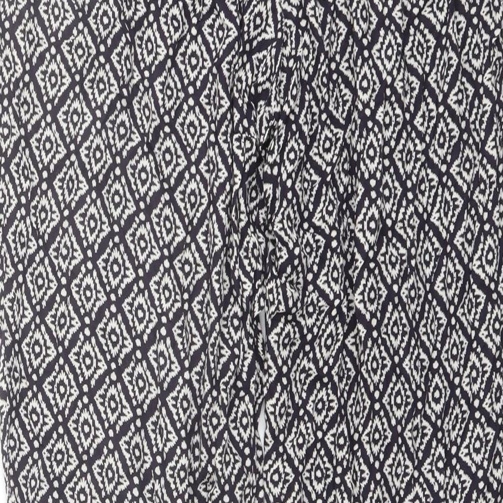 Monsoon Womens Black Geometric Viscose Harem Trousers Size 32 in L27 in Regular
