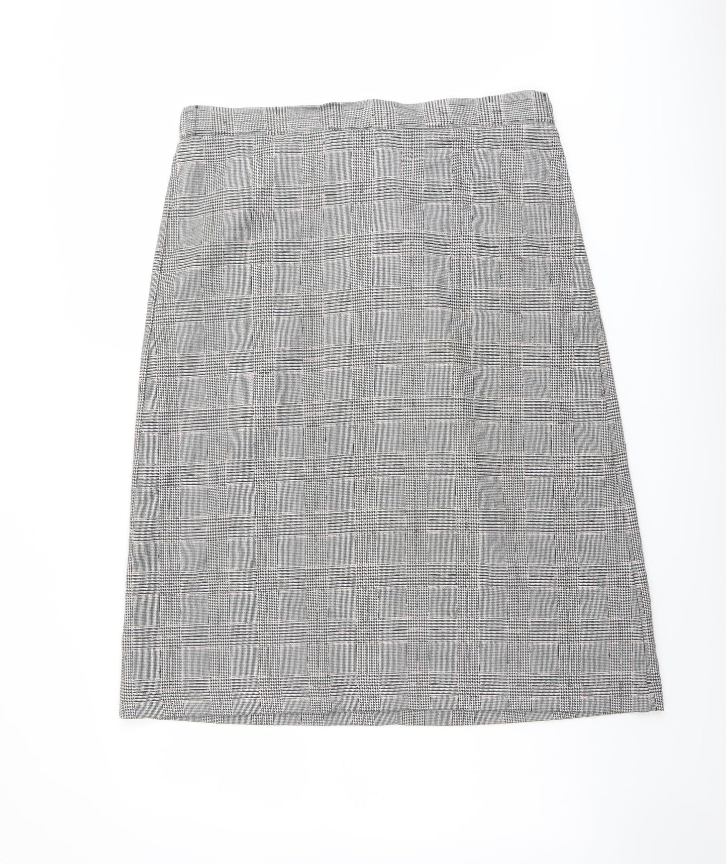 Marks and Spencer Womens Grey Plaid Polyester A-Line Skirt Size 16