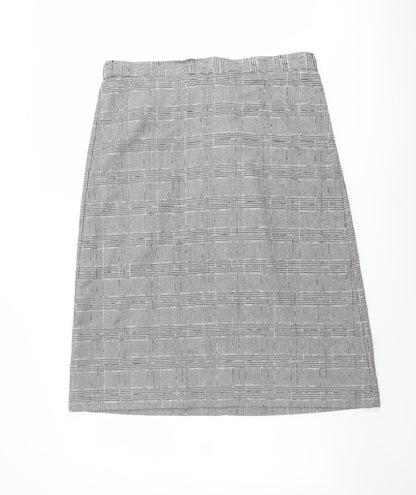 Marks and Spencer Womens Grey Plaid Polyester A-Line Skirt Size 16