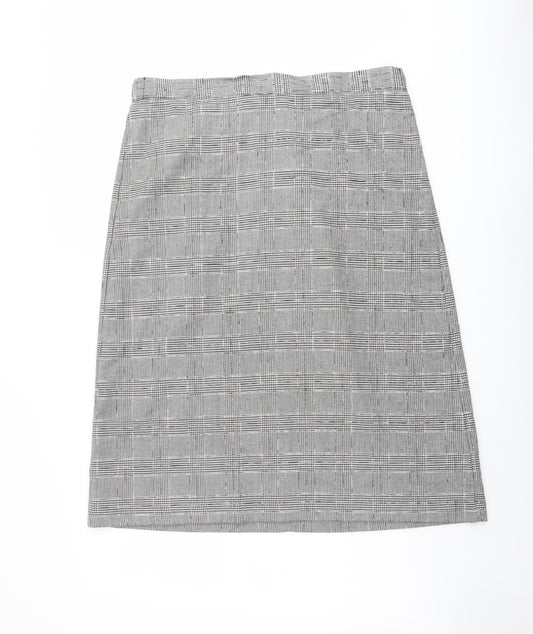Marks and Spencer Womens Grey Plaid Polyester A-Line Skirt Size 16