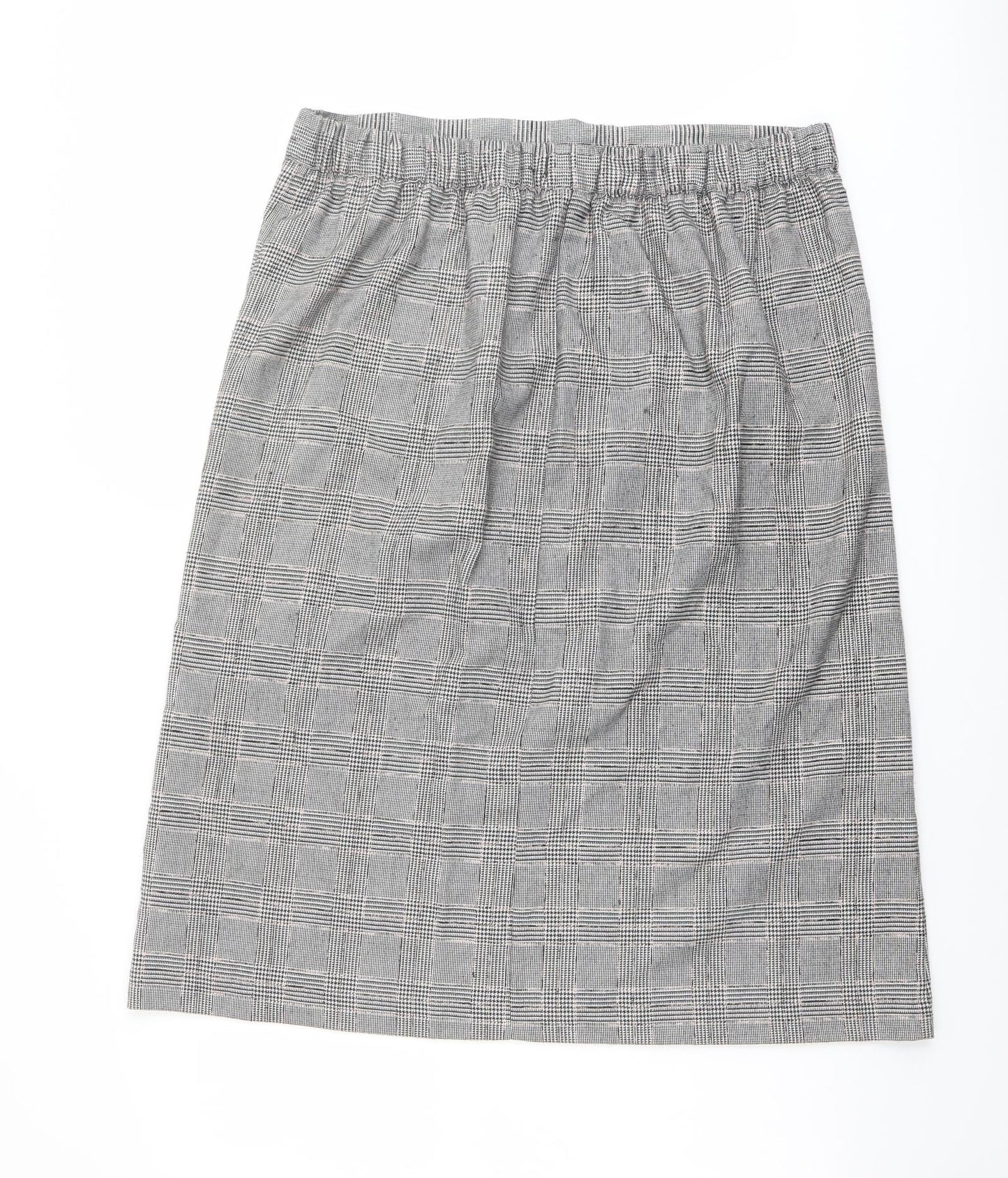 Marks and Spencer Womens Grey Plaid Polyester A-Line Skirt Size 16