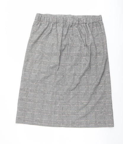 Marks and Spencer Womens Grey Plaid Polyester A-Line Skirt Size 16