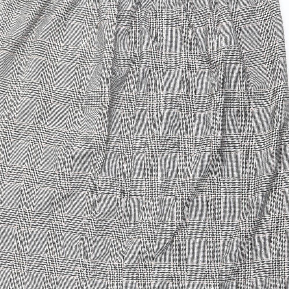 Marks and Spencer Womens Grey Plaid Polyester A-Line Skirt Size 16