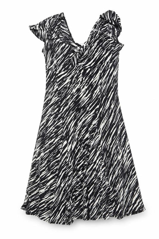 Annabelle Womens Black Animal Print Polyester Trapeze & Swing Size 14 V-Neck Pullover - Zebra pattern