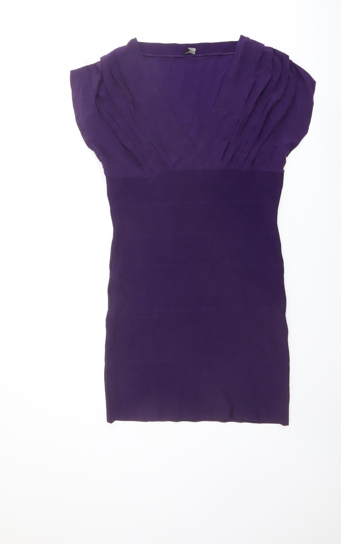 Oasis Womens Purple Viscose A-Line Size 14 V-Neck Zip