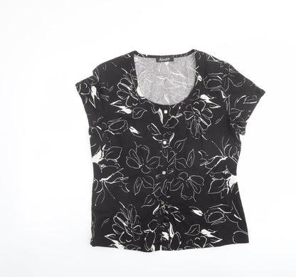 Womens UK Size L Alexara Black Basic T-Shirt