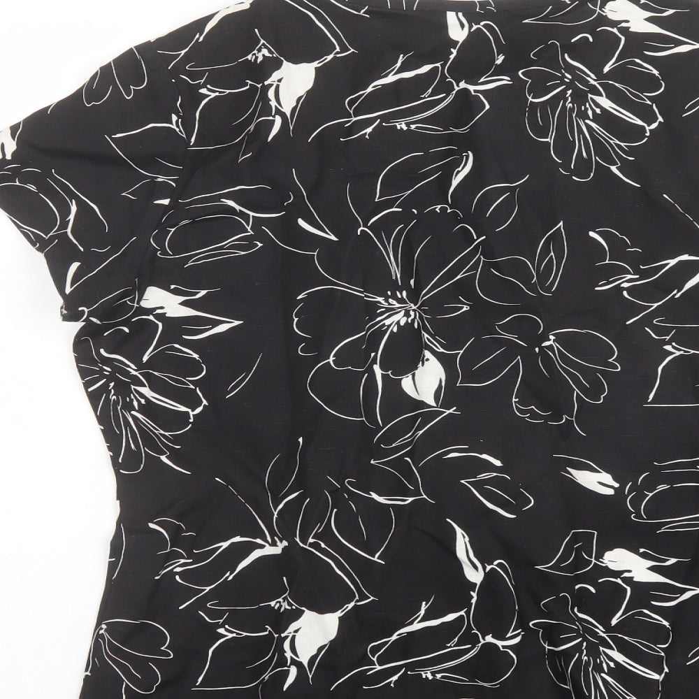 Womens UK Size L Alexara Black Basic T-Shirt