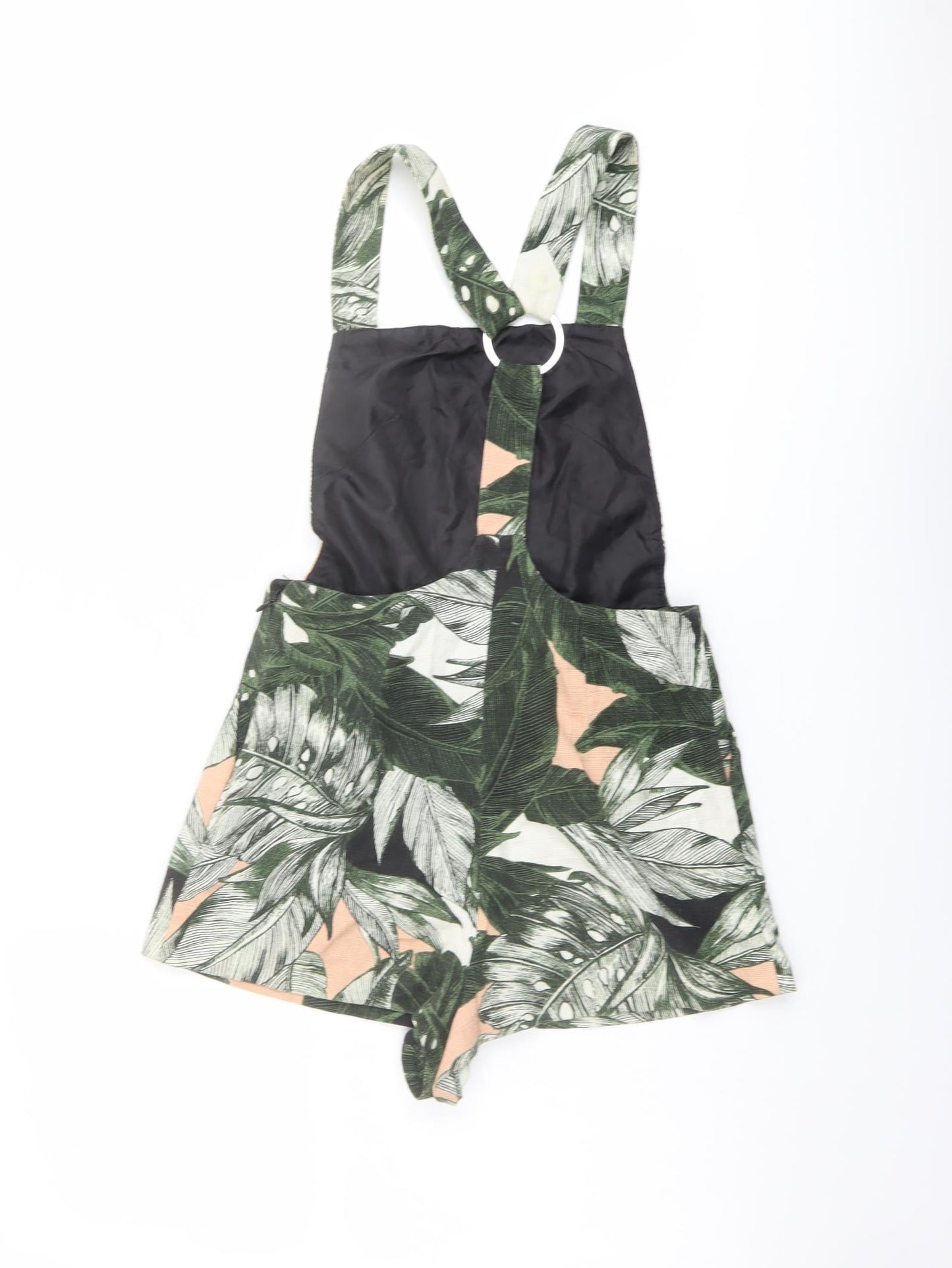 Topshop Womens Green Geometric Cotton Dungaree One-Piece Size 6 Pullover - Leaf Print