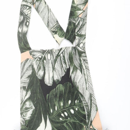 Topshop Womens Green Geometric Cotton Dungaree One-Piece Size 6 Pullover - Leaf Print