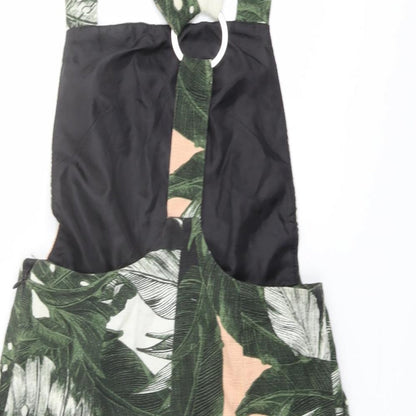 Topshop Womens Green Geometric Cotton Dungaree One-Piece Size 6 Pullover - Leaf Print