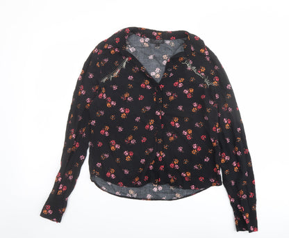 Womens UK Size 10 Topshop Black Basic Button-Up