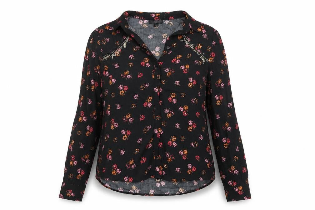 Womens UK Size 10 Topshop Black Basic Button-Up