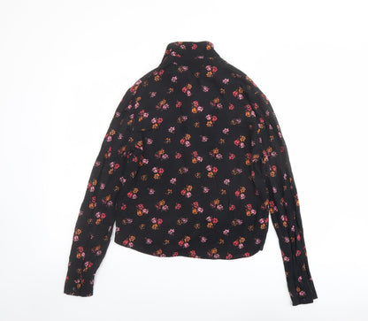Womens UK Size 10 Topshop Black Basic Button-Up