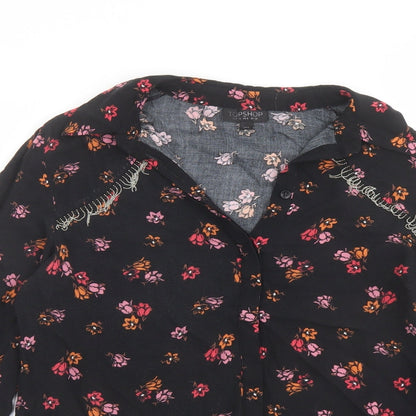 Womens UK Size 10 Topshop Black Basic Button-Up
