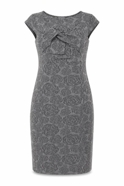 Per Una Womens Grey Floral Polyester Bodycon Size 14 Round Neck Pullover - Knot Detail
