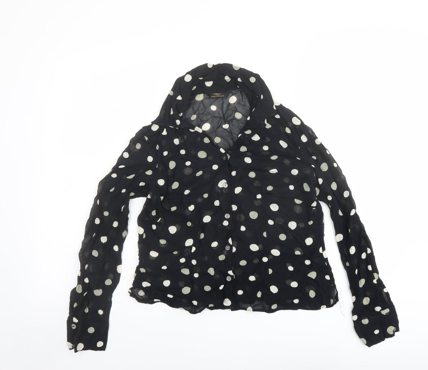 Womens UK Size 12 Marks and Spencer Black Basic Button-Up