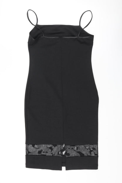 Amy Childs Womens Black Polyester Pencil Dress Size 12 Square Neck Zip