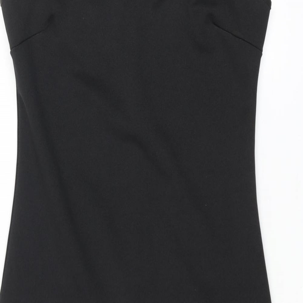 Amy Childs Womens Black Polyester Pencil Dress Size 12 Square Neck Zip