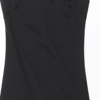 Amy Childs Womens Black Polyester Pencil Dress Size 12 Square Neck Zip