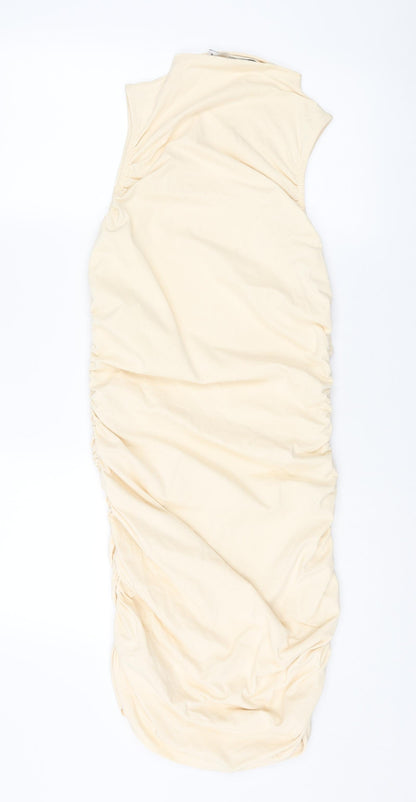 NA-KD Womens Ivory Cotton A-Line Size XL Mock Neck Pullover