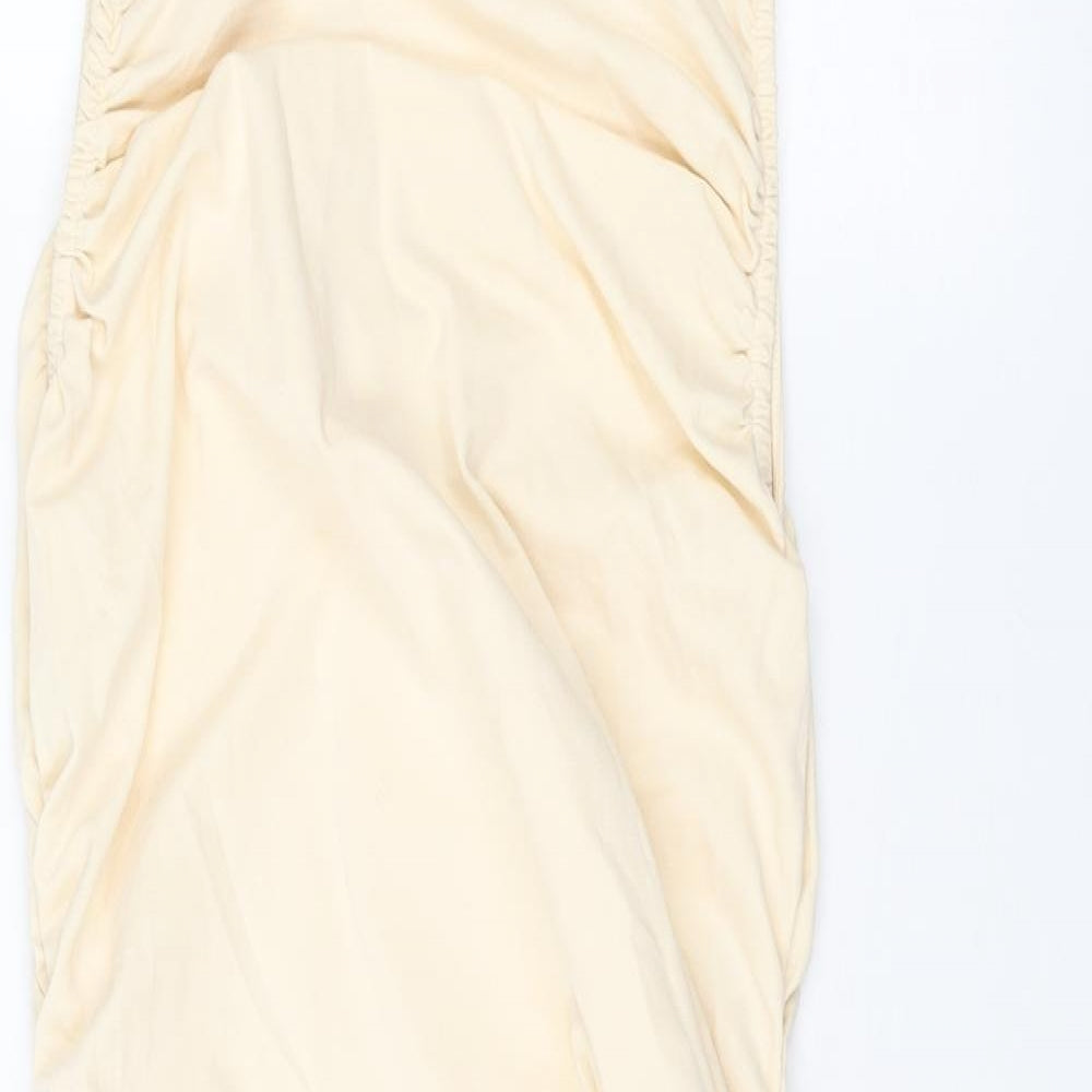 NA-KD Womens Ivory Cotton A-Line Size XL Mock Neck Pullover