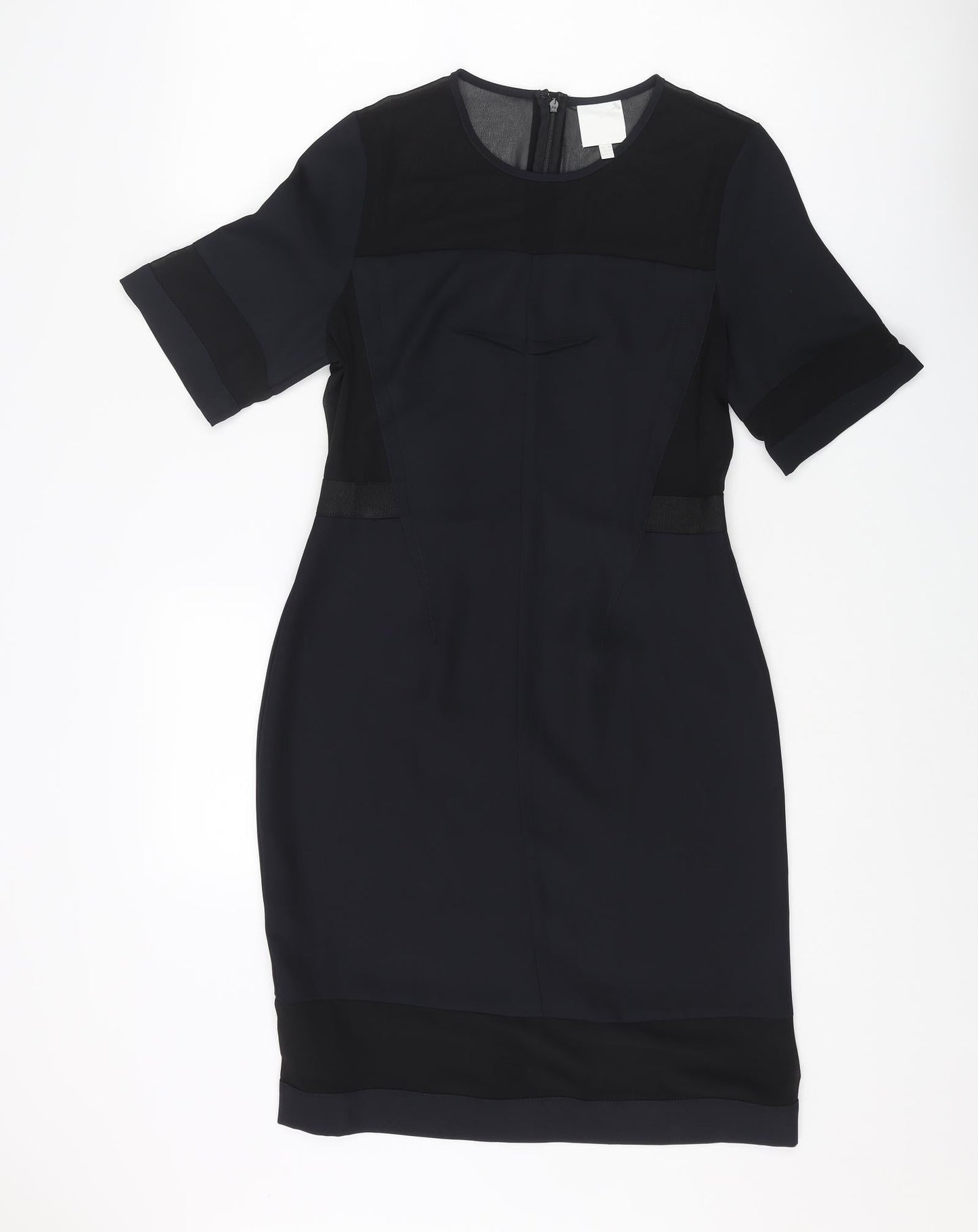 ASOS Womens Blue Polyester A-Line Size 10 Round Neck Zip