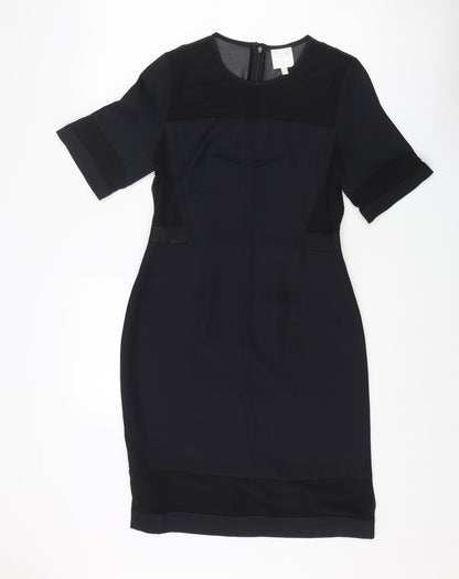 ASOS Womens Blue Polyester A-Line Size 10 Round Neck Zip