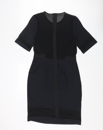 ASOS Womens Blue Polyester A-Line Size 10 Round Neck Zip