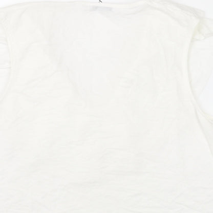 Zara Womens White Polyester Camisole Blouse Size L V-Neck - Frill