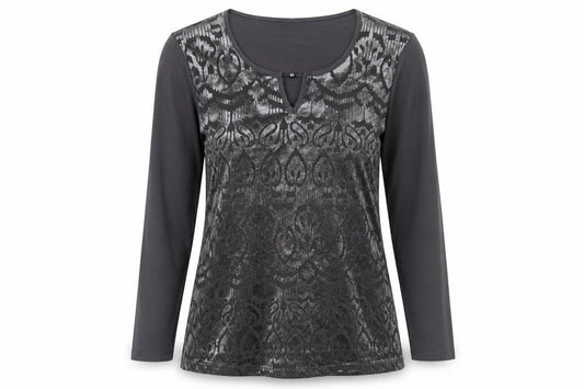 Womens UK Size 12 Barbara Lebek Grey Basic T-Shirt