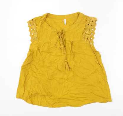Womens UK Size 10 Only Yellow Basic Tank