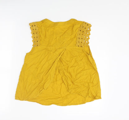 Womens UK Size 10 Only Yellow Basic Tank