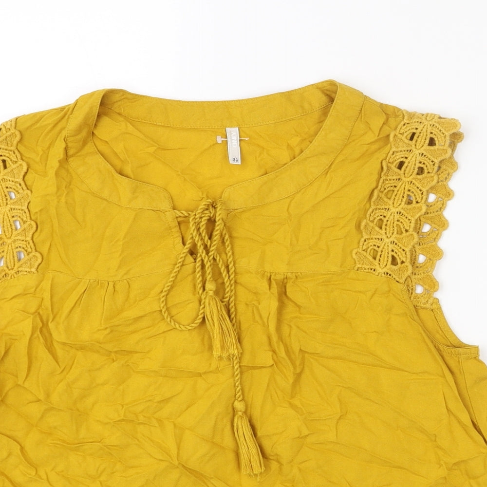 Womens UK Size 10 Only Yellow Basic Tank