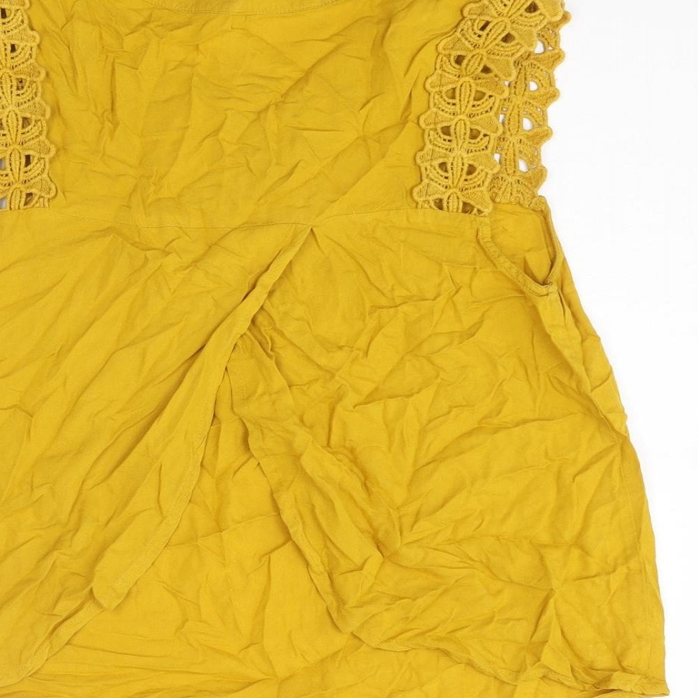 Womens UK Size 10 Only Yellow Basic Tank