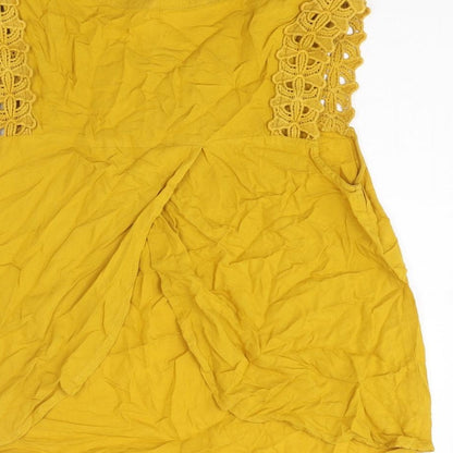 Womens UK Size 10 Only Yellow Basic Tank